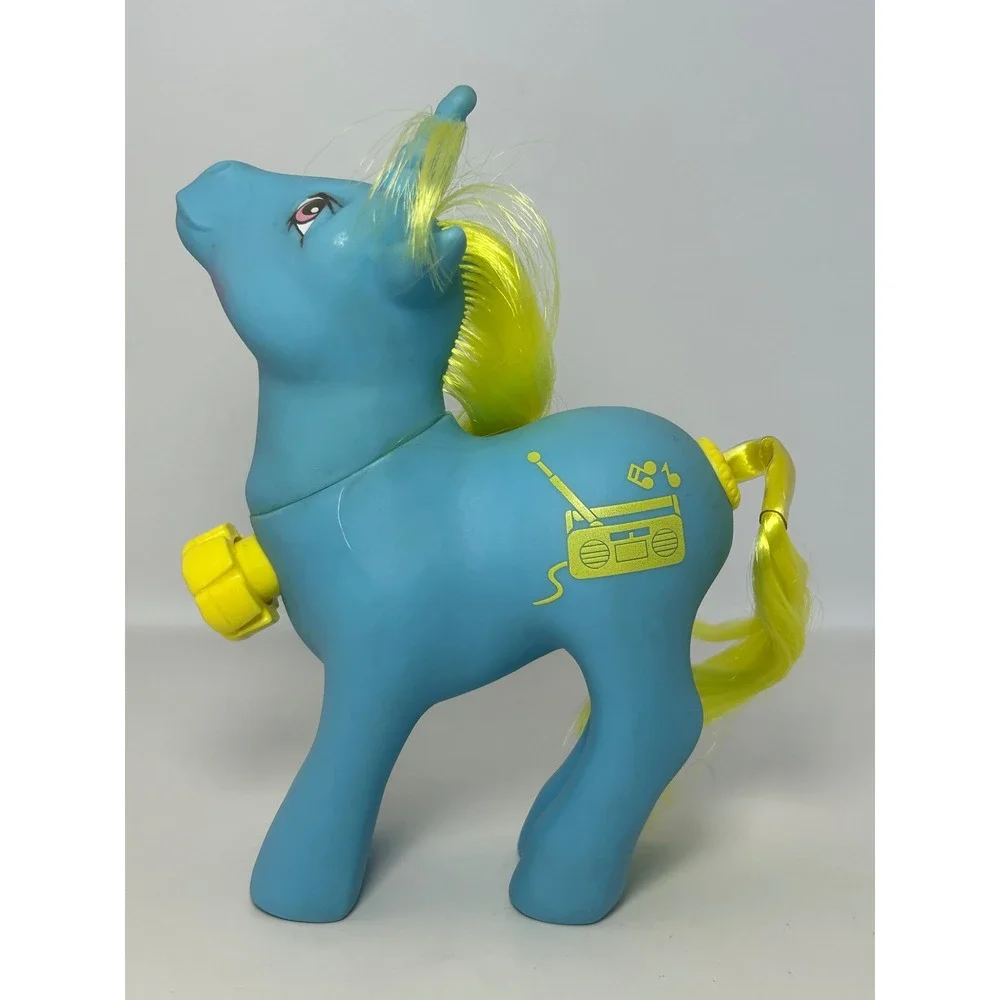 Vintage MLP G1 DJ Unicorn Blue Yellow‎ Boombox Hasbro 1984 Dance N' Prance